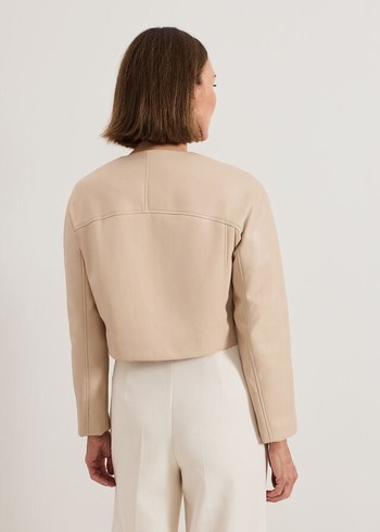 Phase Eight Sylvia PU Jackets Beige Canada | DBZTLA-162